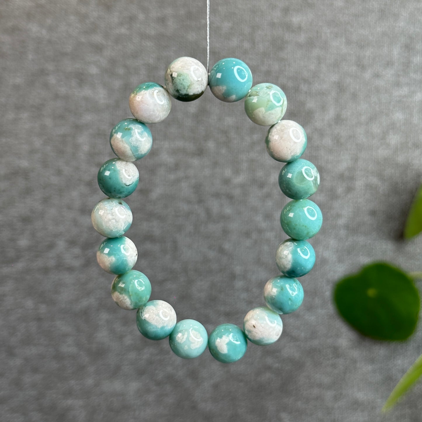 Natural Green Floral Agate Bracelet Size 11.5 mm