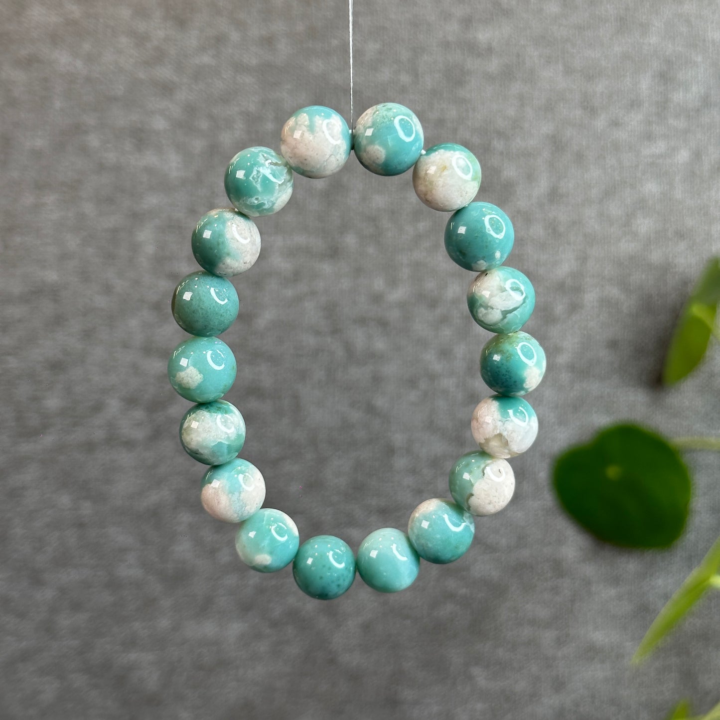 Natural Green Floral Agate Bracelet Size 11.5 mm