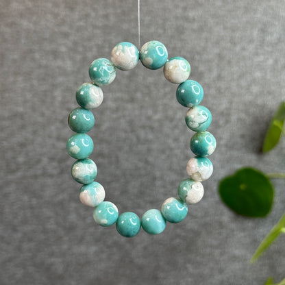 Natural Green Floral Agate Bracelet Size 11.5 mm