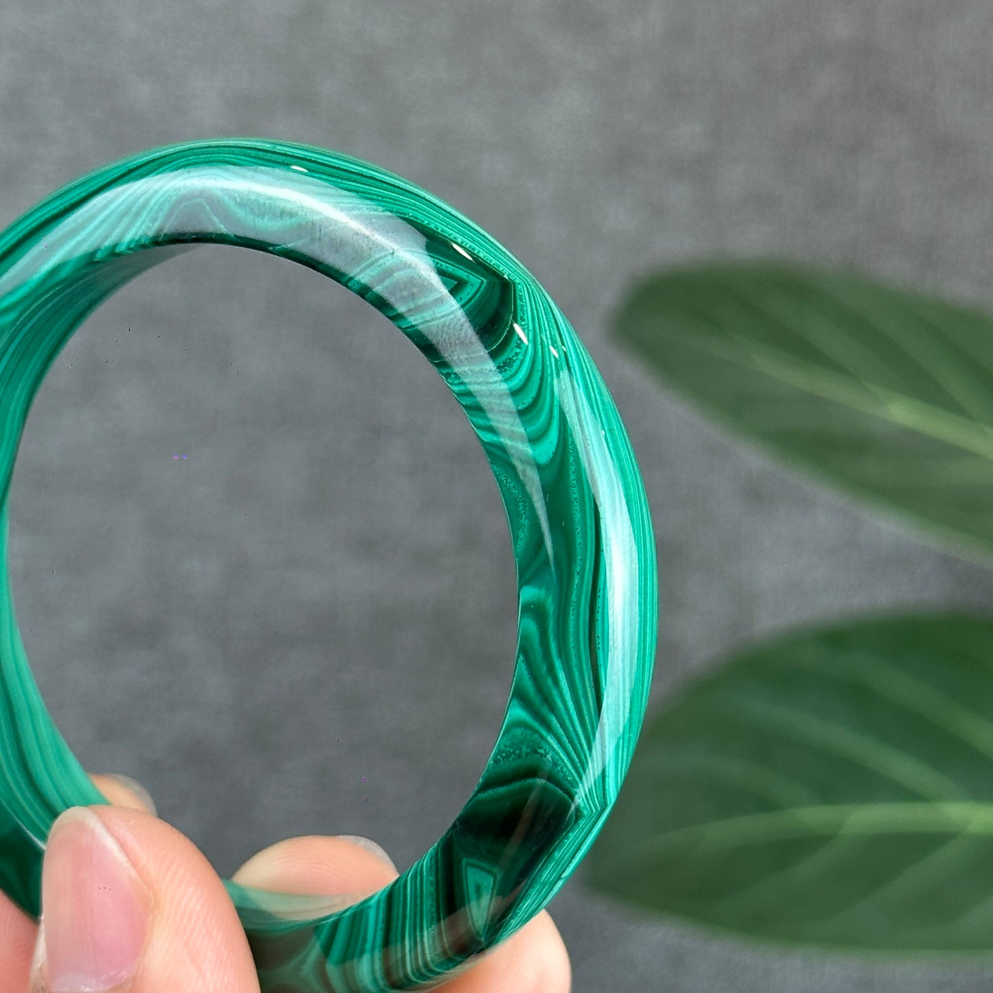 Malachite Bangle Leaf Style Size 54 mm