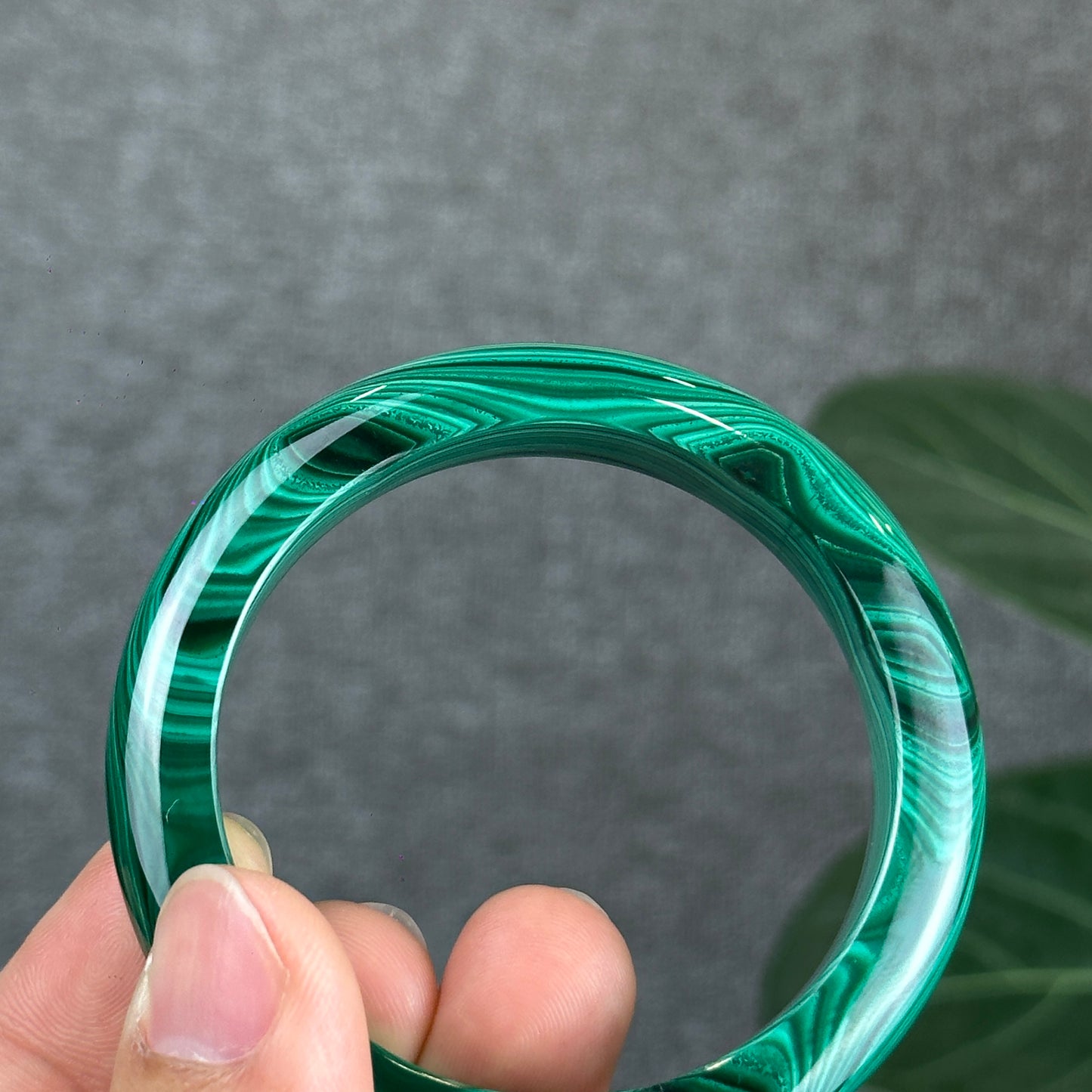 Malachite Bangle Leaf Style Size 54 mm