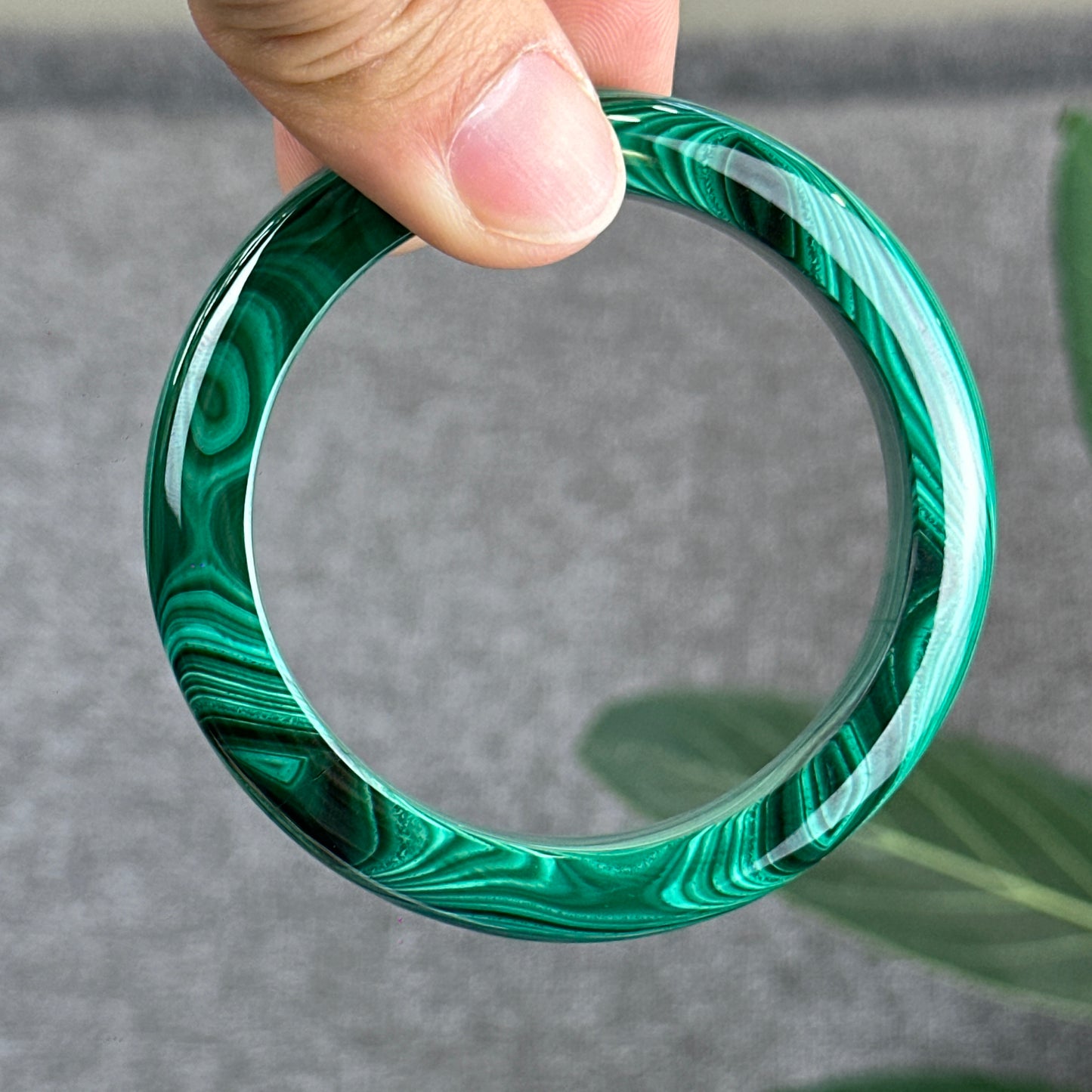 Malachite Bangle Leaf Style Size 54 mm