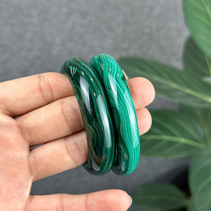 Malachite Bangle Leaf Style Size 54 mm