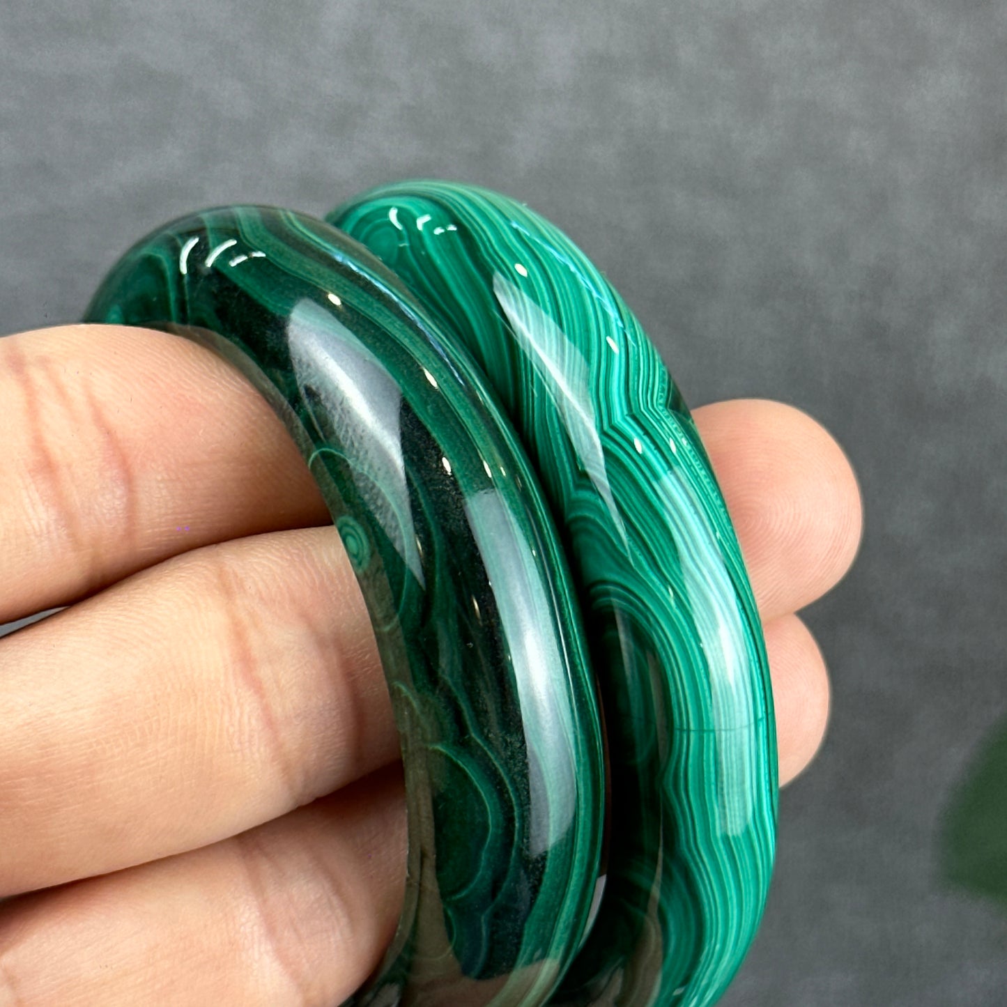 Malachite Bangle Leaf Style Size 54 mm