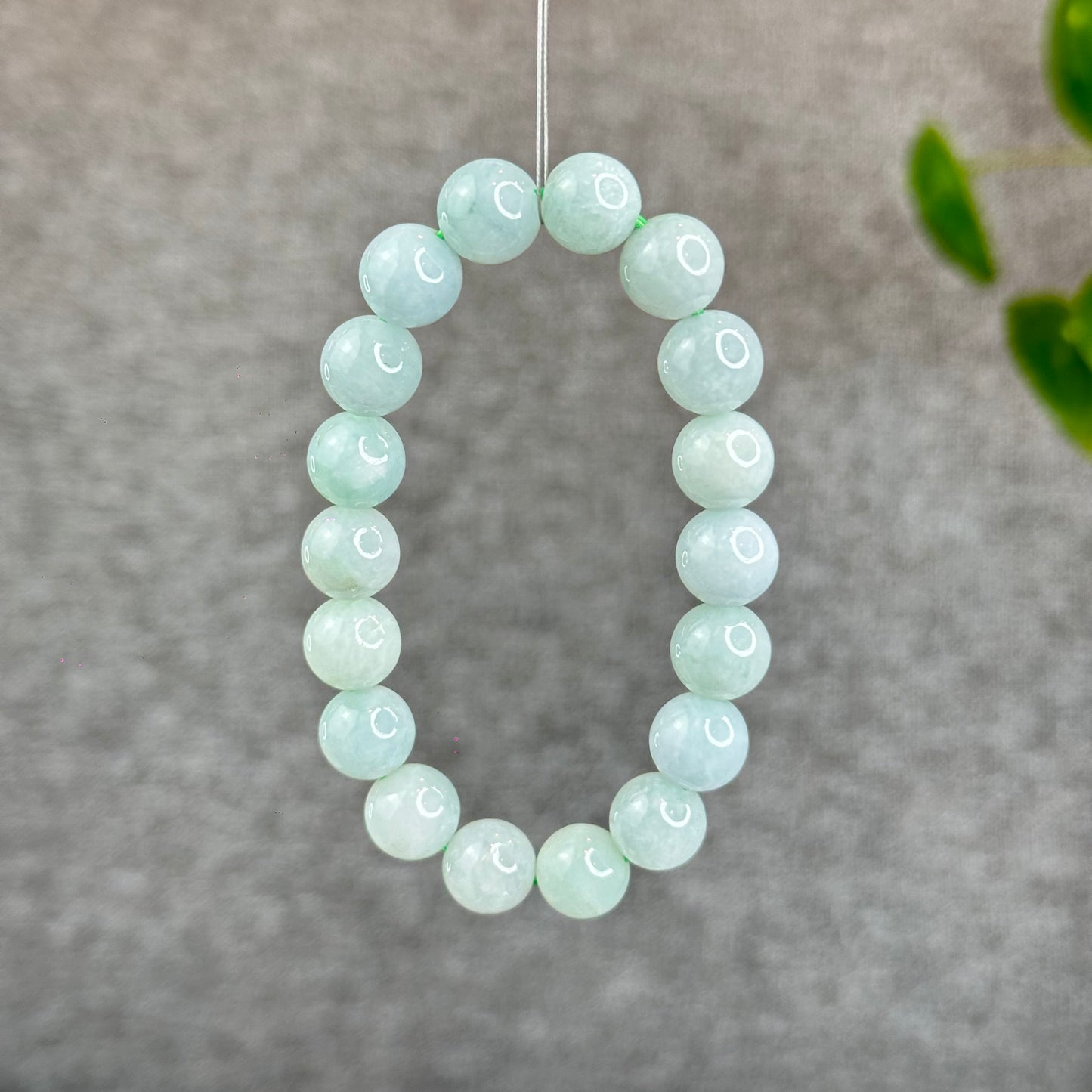 Natural Ivory Mint Green Jadeite Jade Bracelet Size 10.3 mm