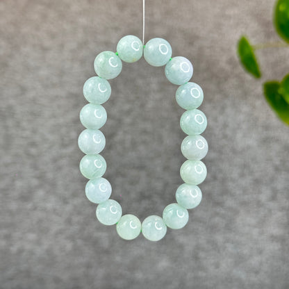 Natural Ivory Mint Green Jadeite Jade Bracelet Size 10.3 mm