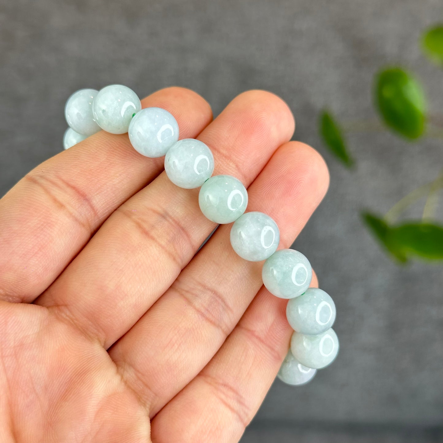 Natural Ivory Mint Green Jadeite Jade Bracelet Size 10.3 mm