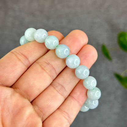 Natural Ivory Mint Green Jadeite Jade Bracelet Size 10.3 mm