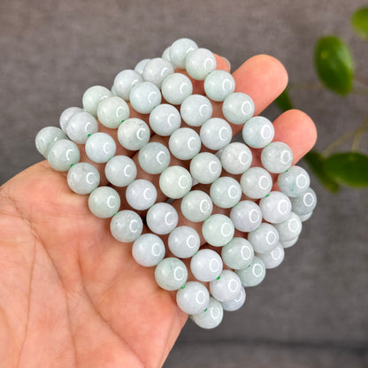 Natural Ivory Mint Green Jadeite Jade Bracelet Size 10.3 mm