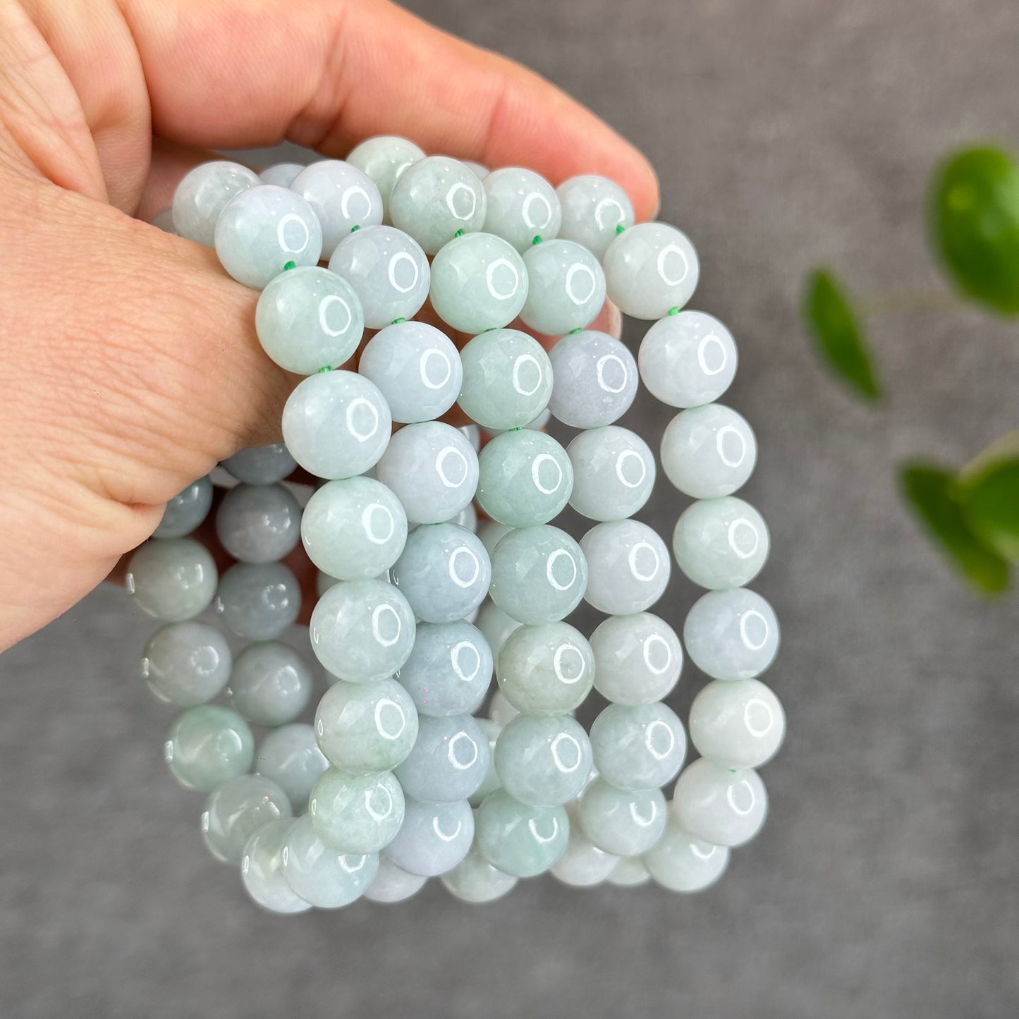 Natural Ivory Mint Green Jadeite Jade Bracelet Size 10.3 mm