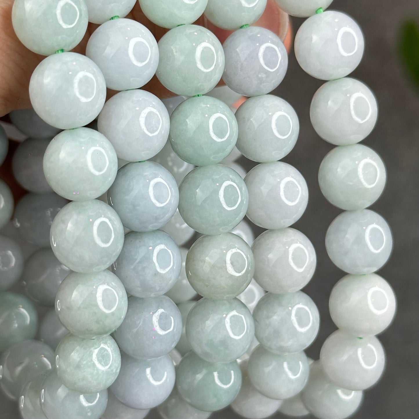 Natural Ivory Mint Green Jadeite Jade Bracelet Size 10.3 mm