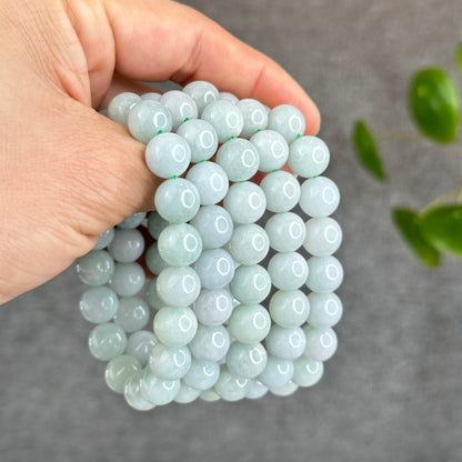 Natural Ivory Mint Green Jadeite Jade Bracelet Size 10.3 mm