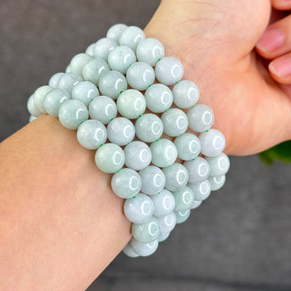 Natural Ivory Mint Green Jadeite Jade Bracelet Size 10.3 mm