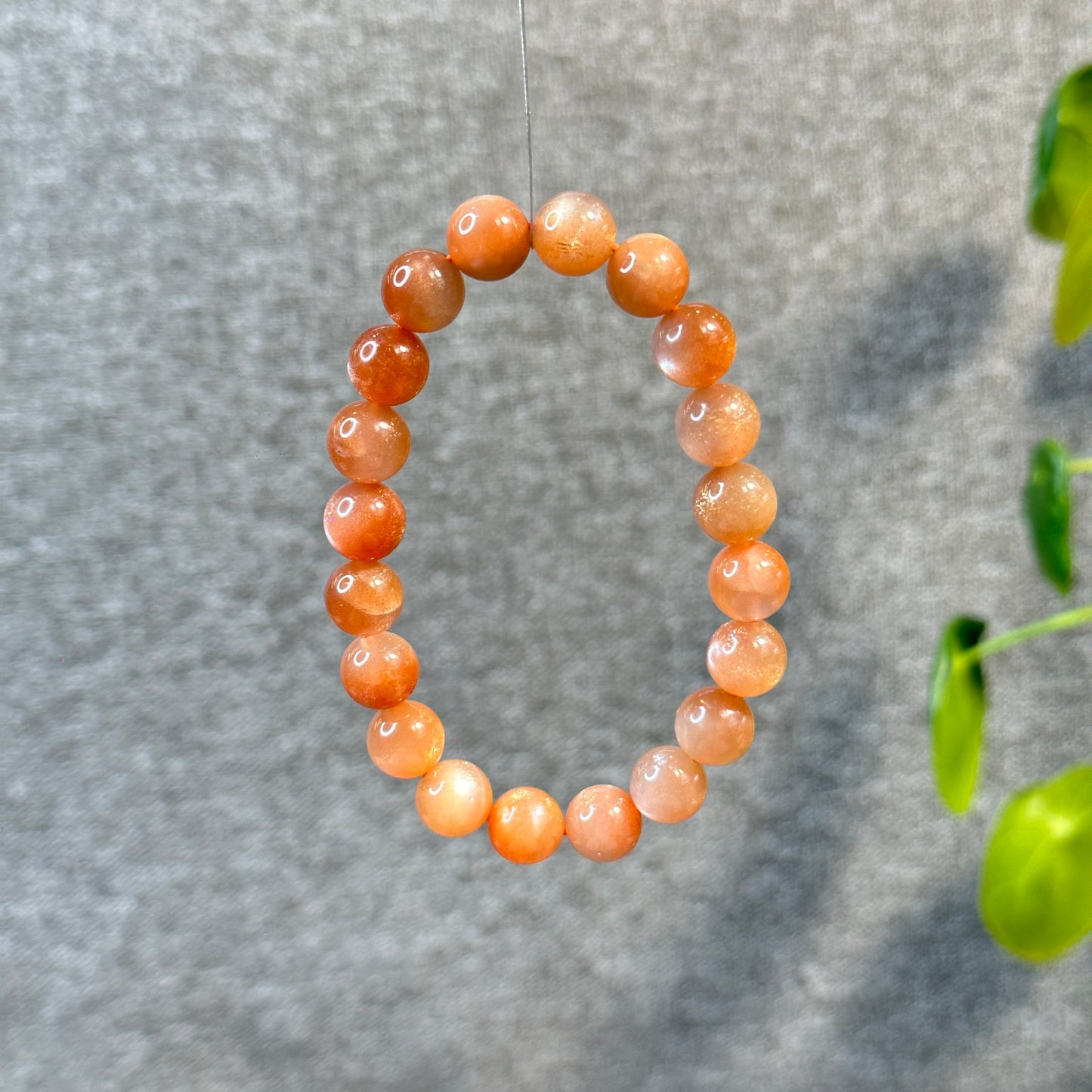 Peach Sunstone Moonstone Bracelet Size 10.3 mm