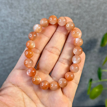 Peach Sunstone Moonstone Bracelet Size 10.3 mm