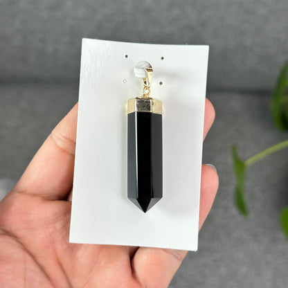 Natural Black Obsidian Double Terminated Pendant