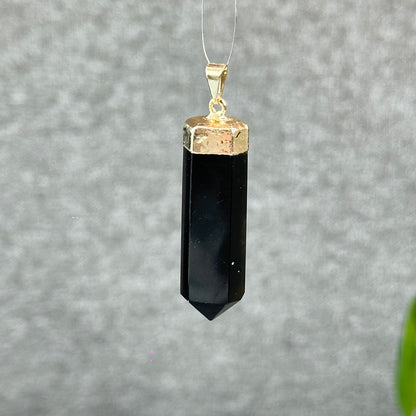 Natural Black Obsidian Double Terminated Pendant
