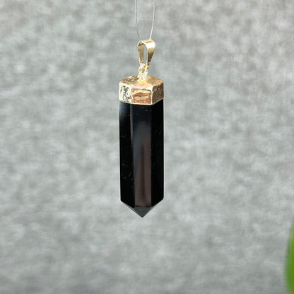 Natural Black Obsidian Double Terminated Pendant