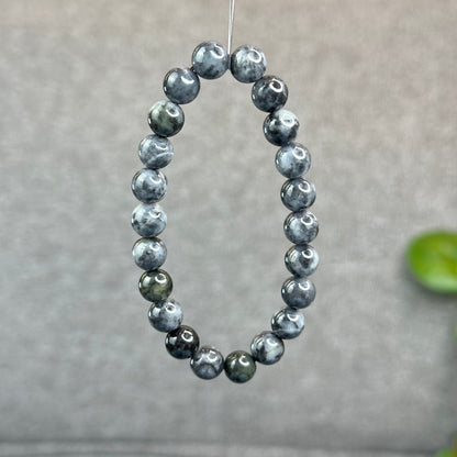 Natural Black Grey Jadeite Jade High Quality Bracelet Size 8.2 mm