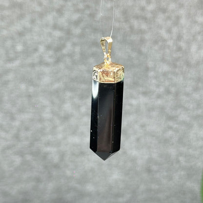 Natural Black Obsidian Double Terminated Pendant