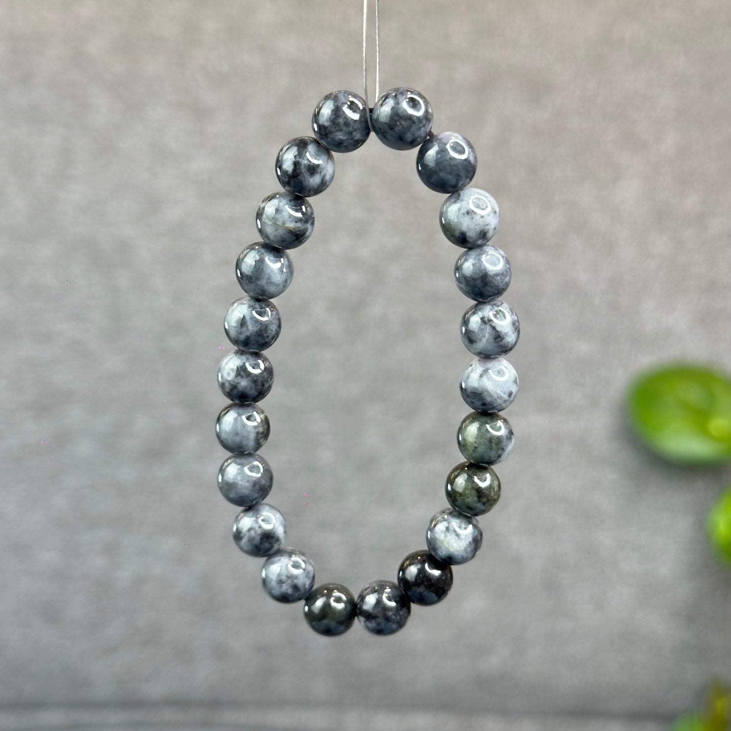 Natural Black Grey Jadeite Jade High Quality Bracelet Size 8.2 mm