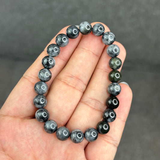 Natural Black Grey Jadeite Jade High Quality Bracelet Size 8.2 mm
