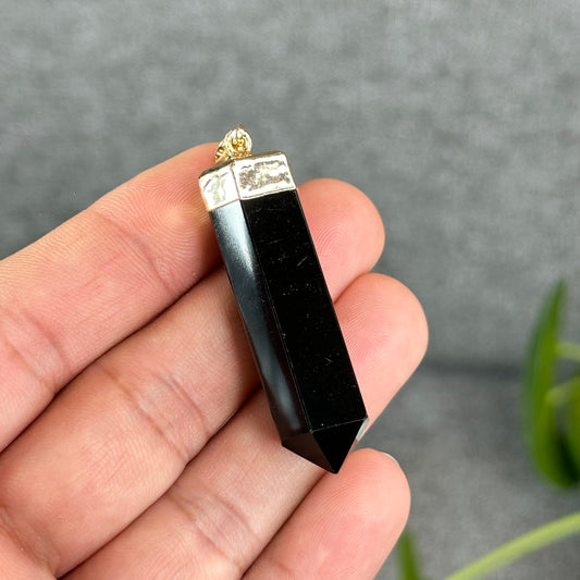 Natural Black Obsidian Double Terminated Pendant