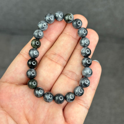 Natural Black Grey Jadeite Jade High Quality Bracelet Size 8.2 mm