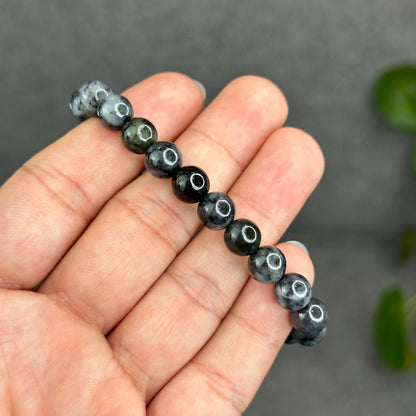 Natural Black Grey Jadeite Jade High Quality Bracelet Size 8.2 mm