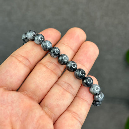 Natural Black Grey Jadeite Jade High Quality Bracelet Size 8.2 mm
