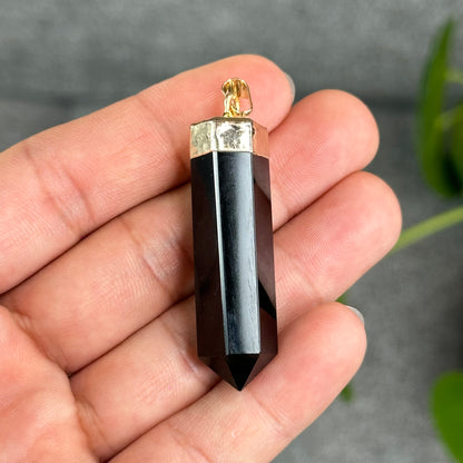 Natural Black Obsidian Double Terminated Pendant