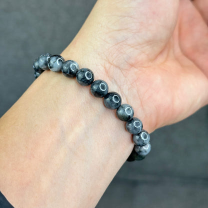 Natural Black Grey Jadeite Jade High Quality Bracelet Size 8.2 mm