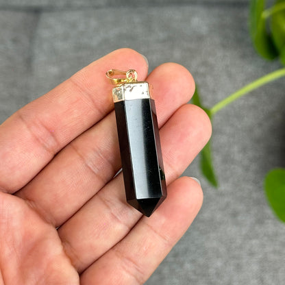 Natural Black Obsidian Double Terminated Pendant