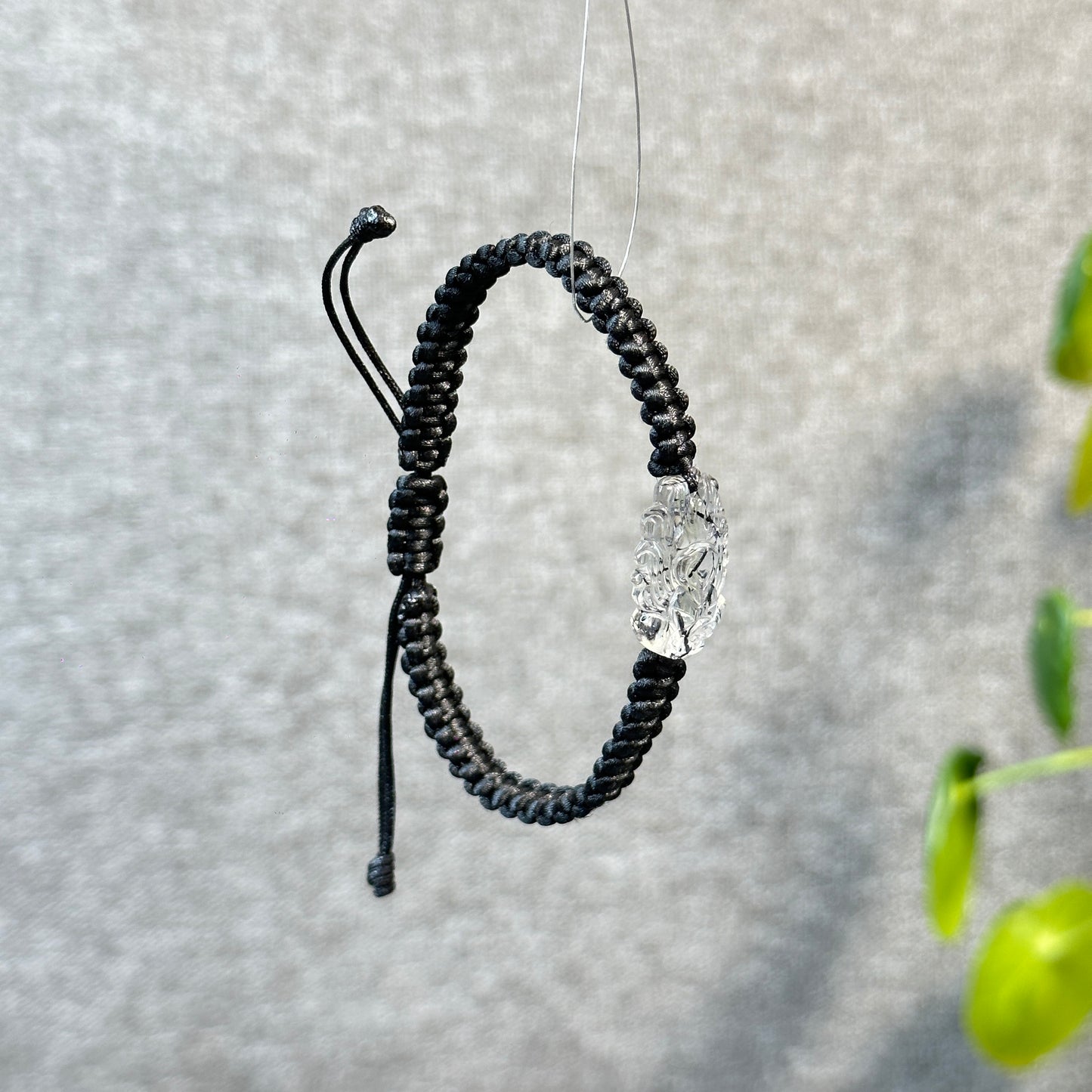 Nine Tailed Fox Black Rutilated Quartz Braided Bracelet - Red String