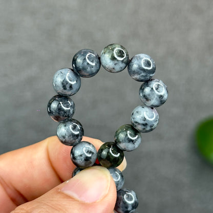 Natural Black Grey Jadeite Jade High Quality Bracelet Size 8.2 mm