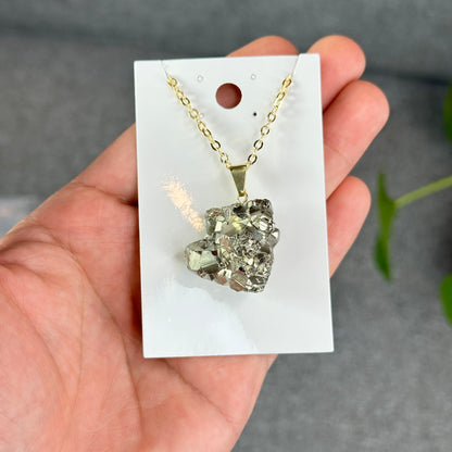 Natural Pyrite Necklace with Chain