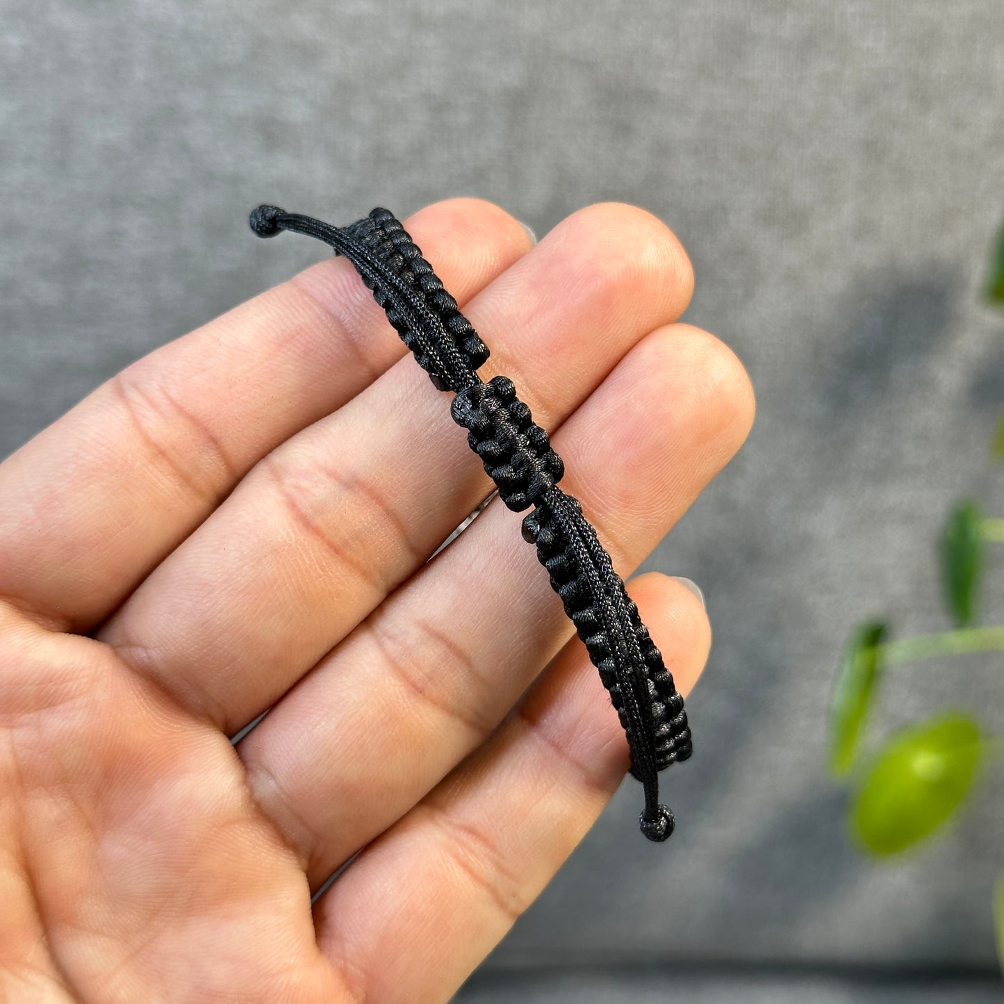 Nine Tailed Fox Black Rutilated Quartz Braided Bracelet - Red String