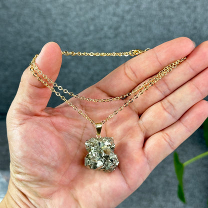 Natural Pyrite Necklace with Chain