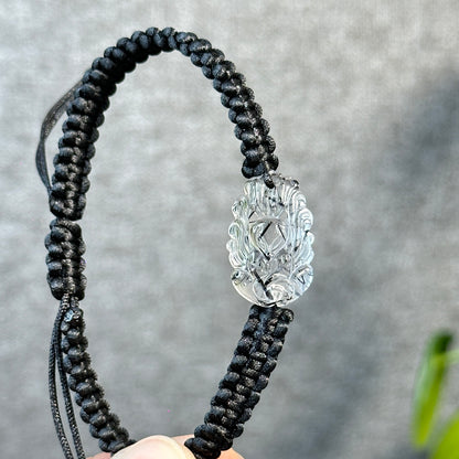 Nine Tailed Fox Black Rutilated Quartz Braided Bracelet - Red String