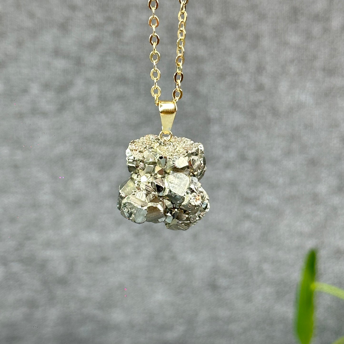 Natural Pyrite Necklace with Chain
