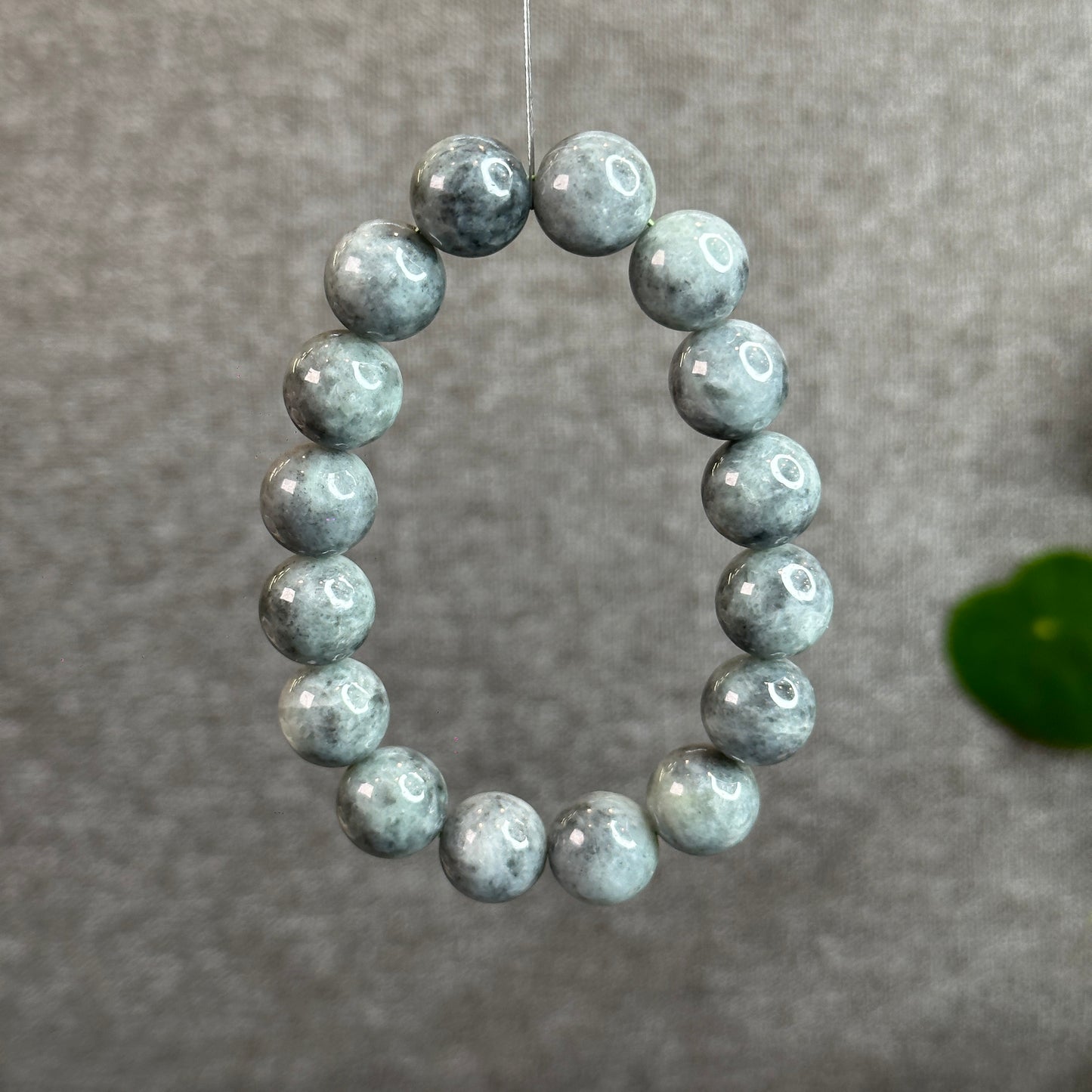 Black-Grey Jadeite Jade Bracelet Size 13.5 mm