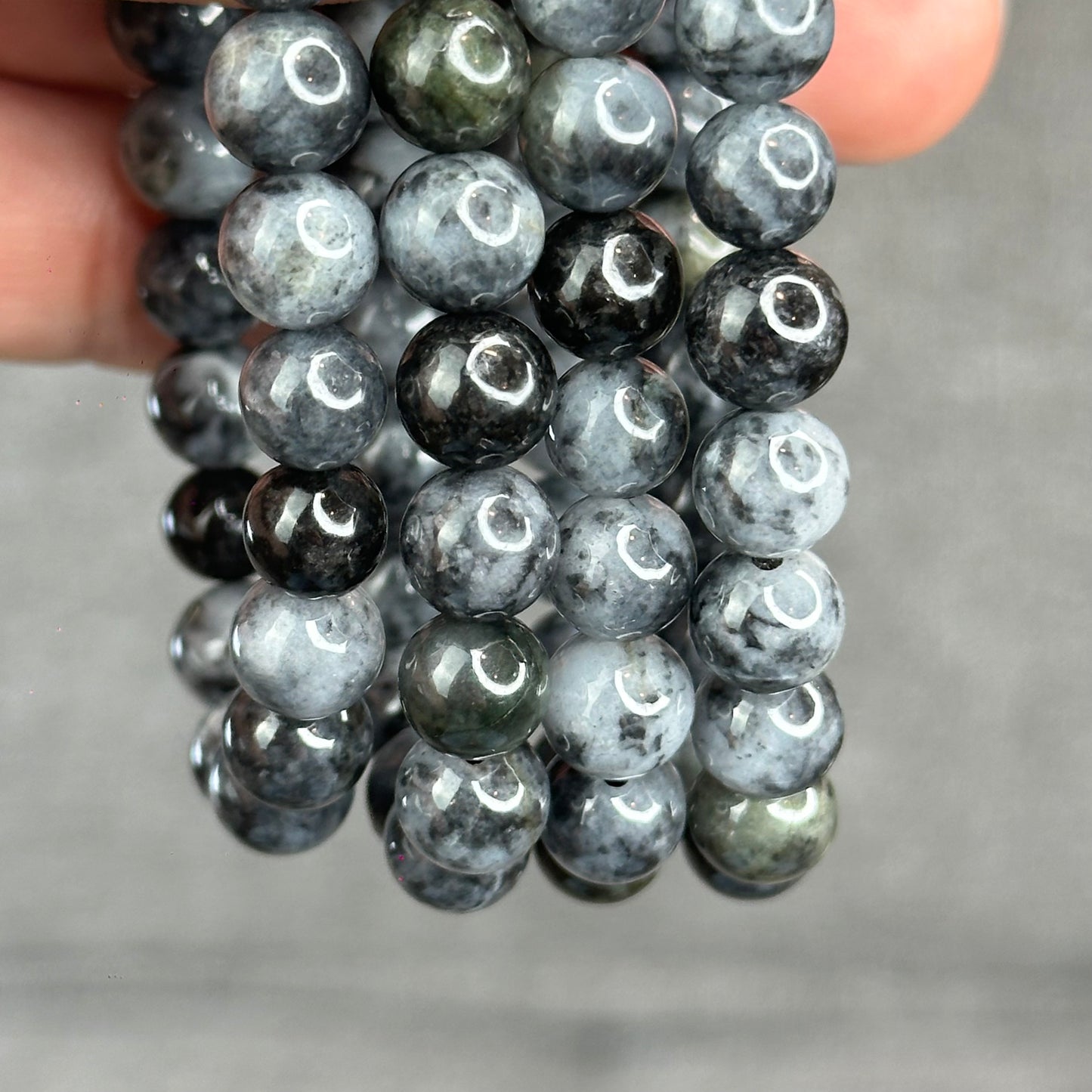 Natural Black Grey Jadeite Jade High Quality Bracelet Size 8.2 mm