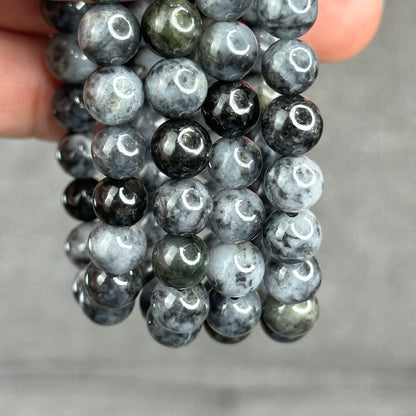 Natural Black Grey Jadeite Jade High Quality Bracelet Size 8.2 mm