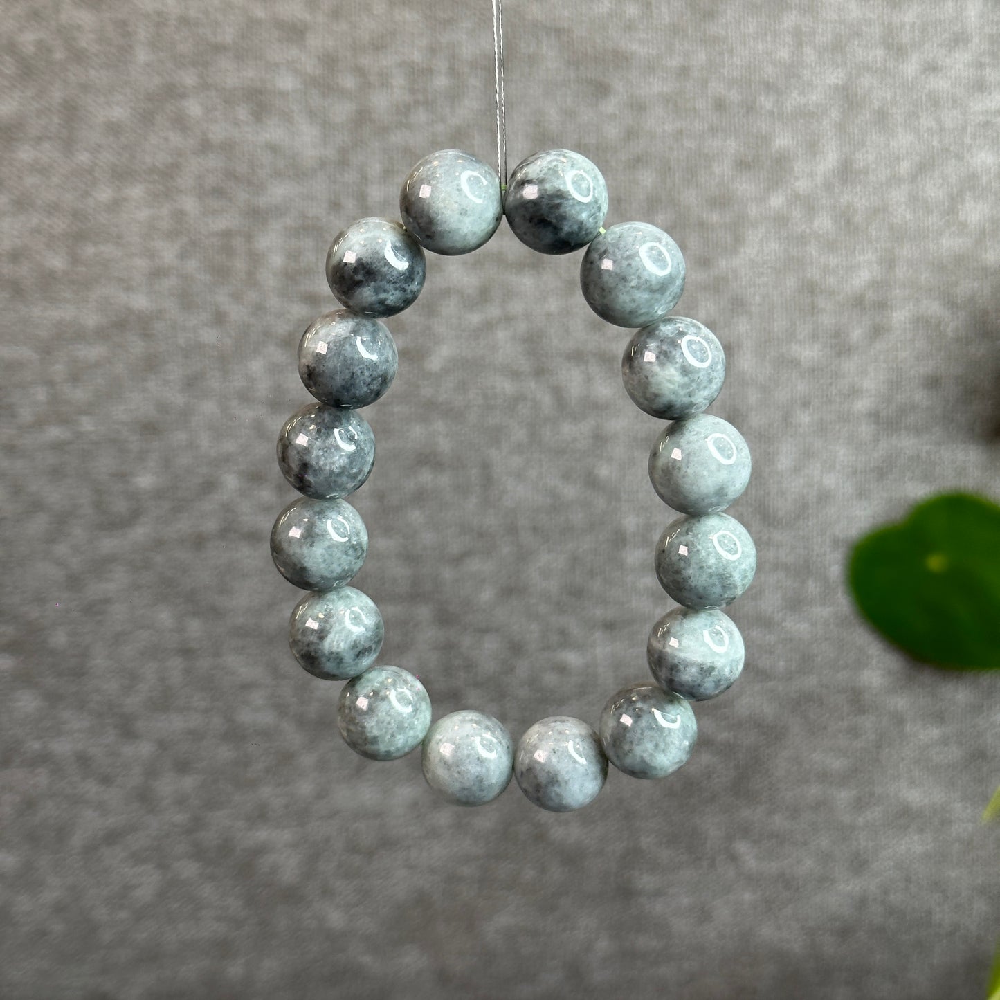 Black-Grey Jadeite Jade Bracelet Size 13.5 mm