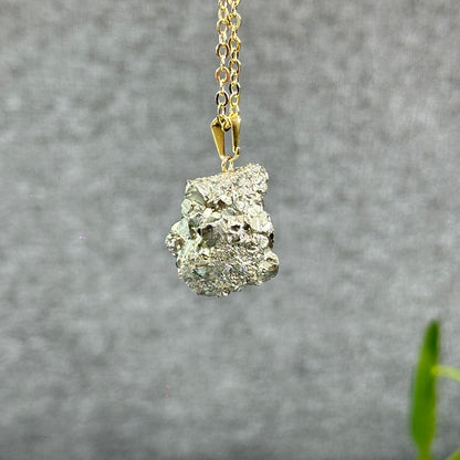 Natural Pyrite Necklace with Chain