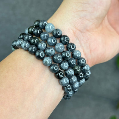Natural Black Grey Jadeite Jade High Quality Bracelet Size 8.2 mm