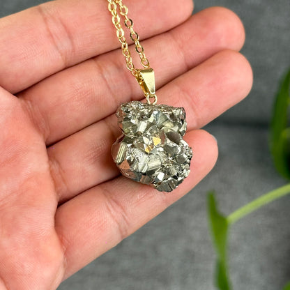 Natural Pyrite Necklace with Chain