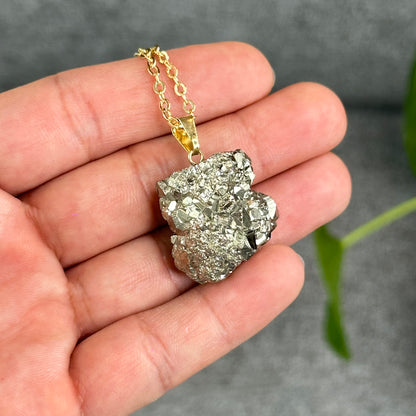 Natural Pyrite Necklace with Chain