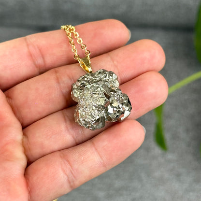 Natural Pyrite Necklace with Chain