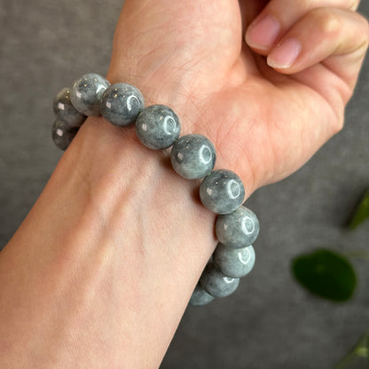 Black-Grey Jadeite Jade Bracelet Size 13.5 mm